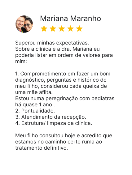 Clínica Saluti feedback depoimento cliente
